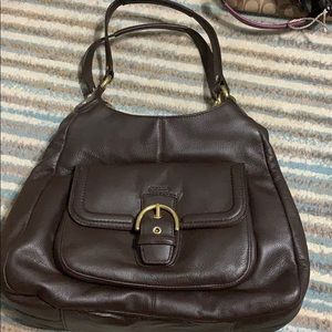Dark drown leather coach purse